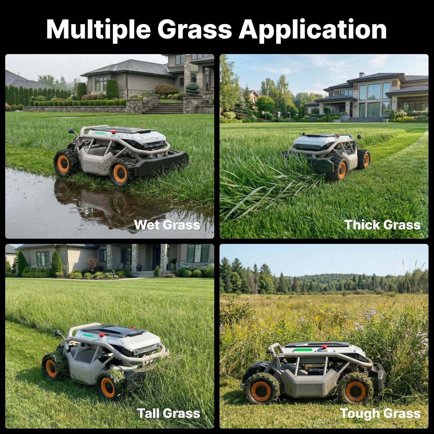 Mowrator S1 4WD 18Ah Remote Control Lawn Mower with Wide Wheels, All-Season Yard Care, 85% (40°) Slope Climbing, with Leaf Shredding Vacuum, 21' Width, 1.5–4.3' Cutting Height, Up to 1.12 Acres