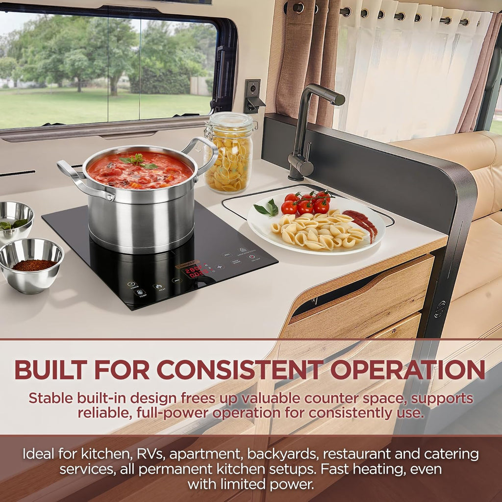 ChangBERT Built-in & Countertop Induction Cooktop, NSF-Certified Commercial Grade Single Induction Burner, Large 8' Heating Coil, Low Noise, Precise Temperature Control for Apartments RVs Food Station