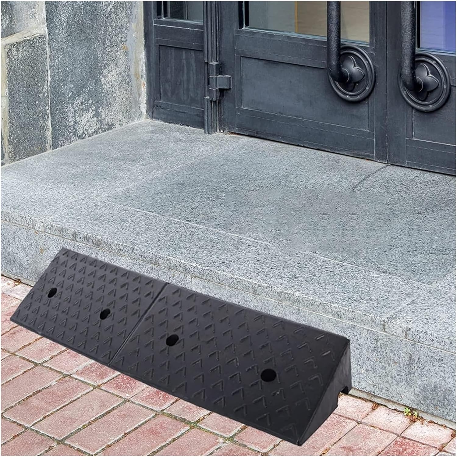 Threshold Ramp Wheelchair Solid Rubber Non-Slip for Room Door Handicap Ramps Wear-Resistant Kerb Anti-Slip 8cm/3in