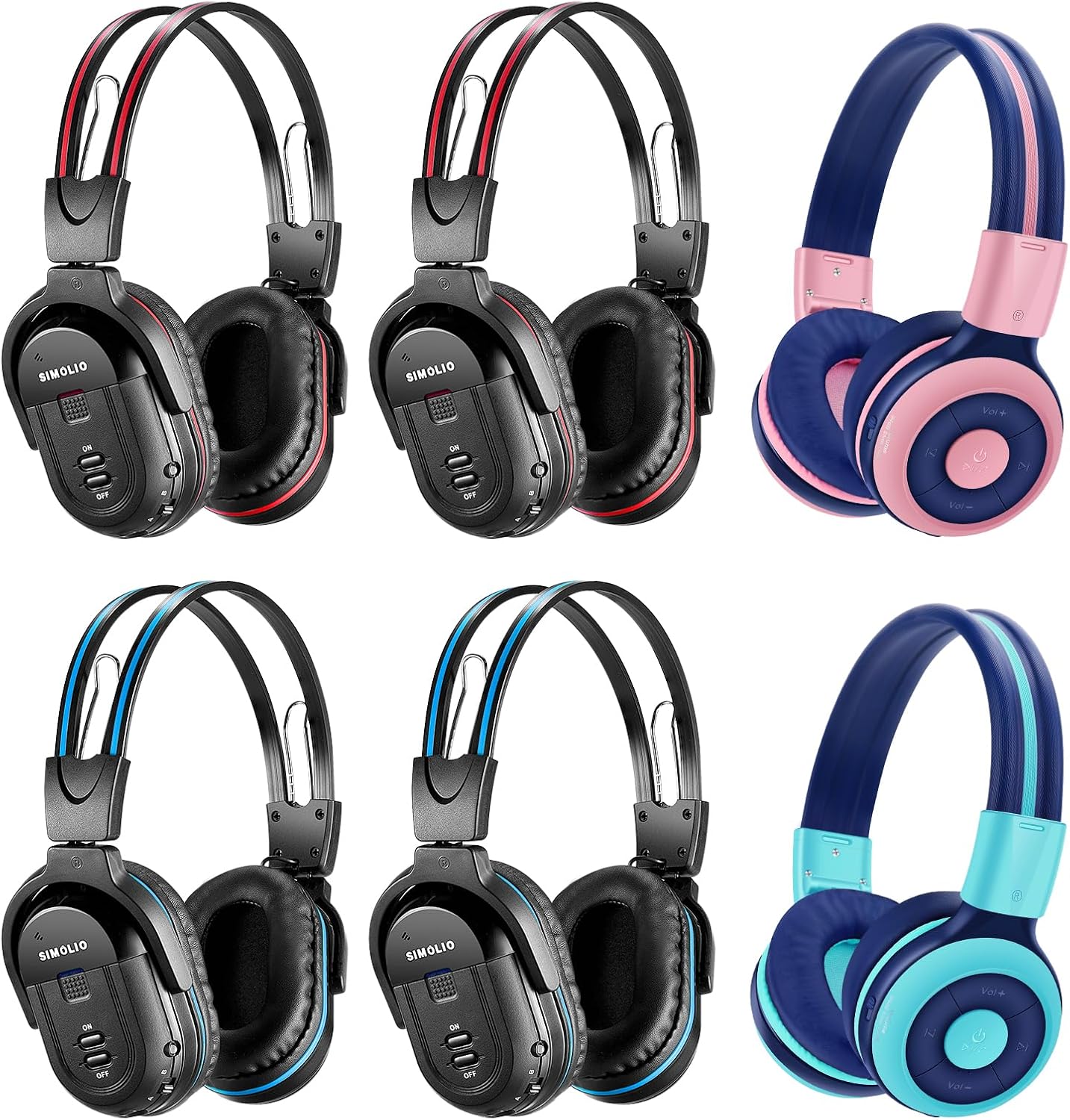 SIMOLIO Wireless IR Headphones for Car DVD and Bluetooth Headphones for Kids, Infrared Headsets Compatible with Honda Odyssey & uConnect VES & Dodge Grand Caravan & Chevy Suburban 2006-2022