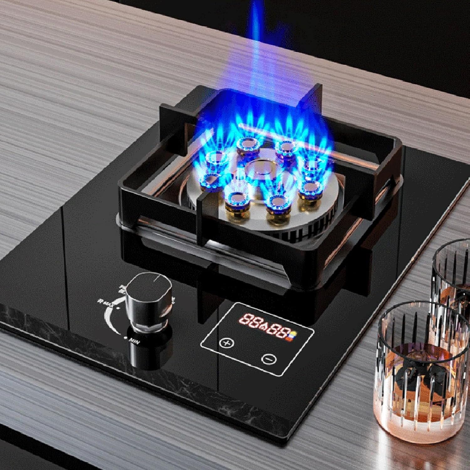 Gas Cooker,9.8kW Tabletop NG gas Stove,Single-Burner Built-in LPG cooker,for Family Restaurants Food Stalls(LPG)