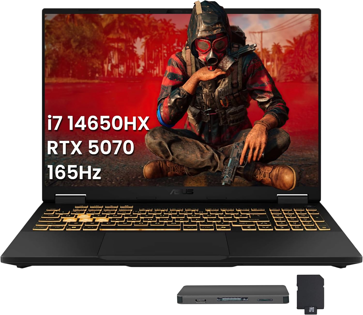 ASUS TUF F16 16' WUXGA 165Hz Gaming Laptop, Intel i7-14650HX, GeForce RTX 5070 8GB GDDR7, 32GB DDR5, 1TB SSD, RGB Backlit Keyboard, FHD IR Camera, Wi-Fi 6E, Win 11 Pro, Gray, 1TB Docking Station Set