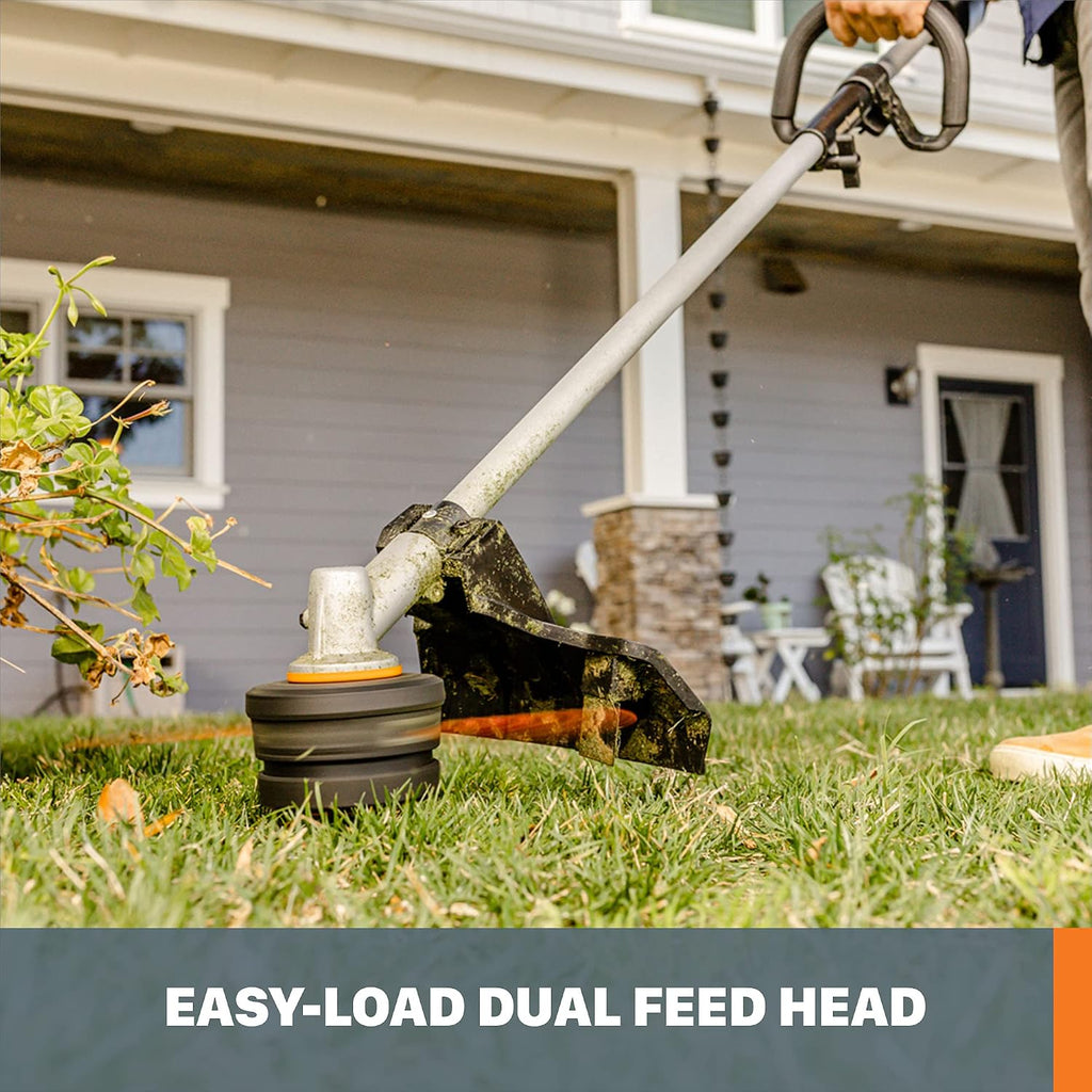 Worx Cordless String Trimmer, 15'' Electric Weed Wacker with Dual-exit Head, 31CC Gas-Like 40V Brushless Weed Eater with Attachment-Capable Driveshare, 2 × 4.0 Ah Batteries & Charger Included, WG186