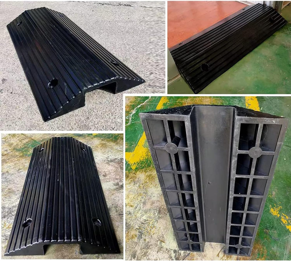 Rubber Non-Skid Wheelchair Threshold Ramp, 3in Rise Stable Transition Ramp, Portable Utility Mobility Access for Home Entry Portable Ramp for Doorways & Barn Door
