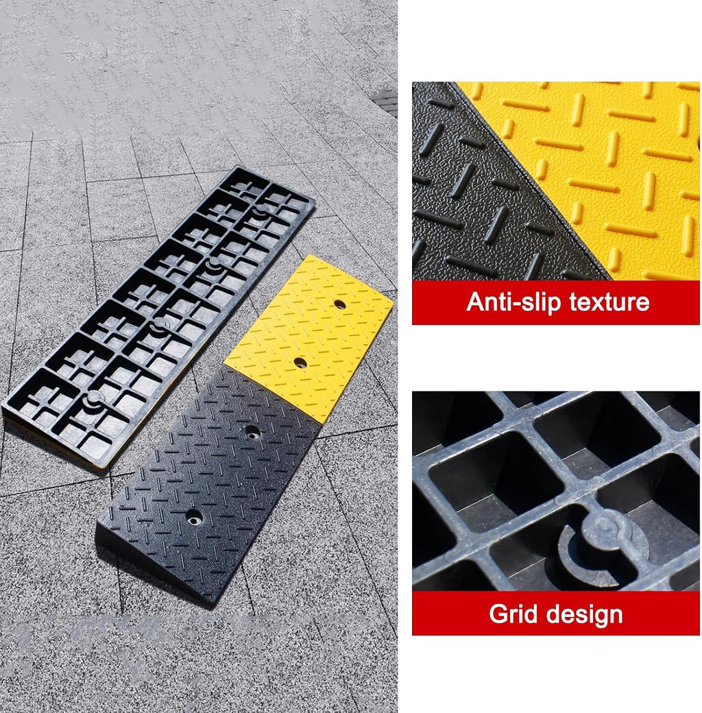 Rubber-Plastic Curb Ramps, Heavy-Duty Driveway Ramp, Anti-Skid Threshold Ramp, for Wheelchairs Sidewalks Motorcycles Cars(7cm/2.8in)