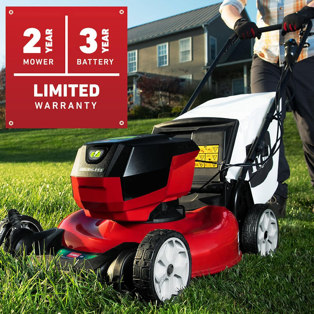 Toro Recycler 21 Inch Deck 60-Volt Max Durable Steel Foldable Lockable Push Lawn Mower with 3-Phase Brushless Motor, Black/Red