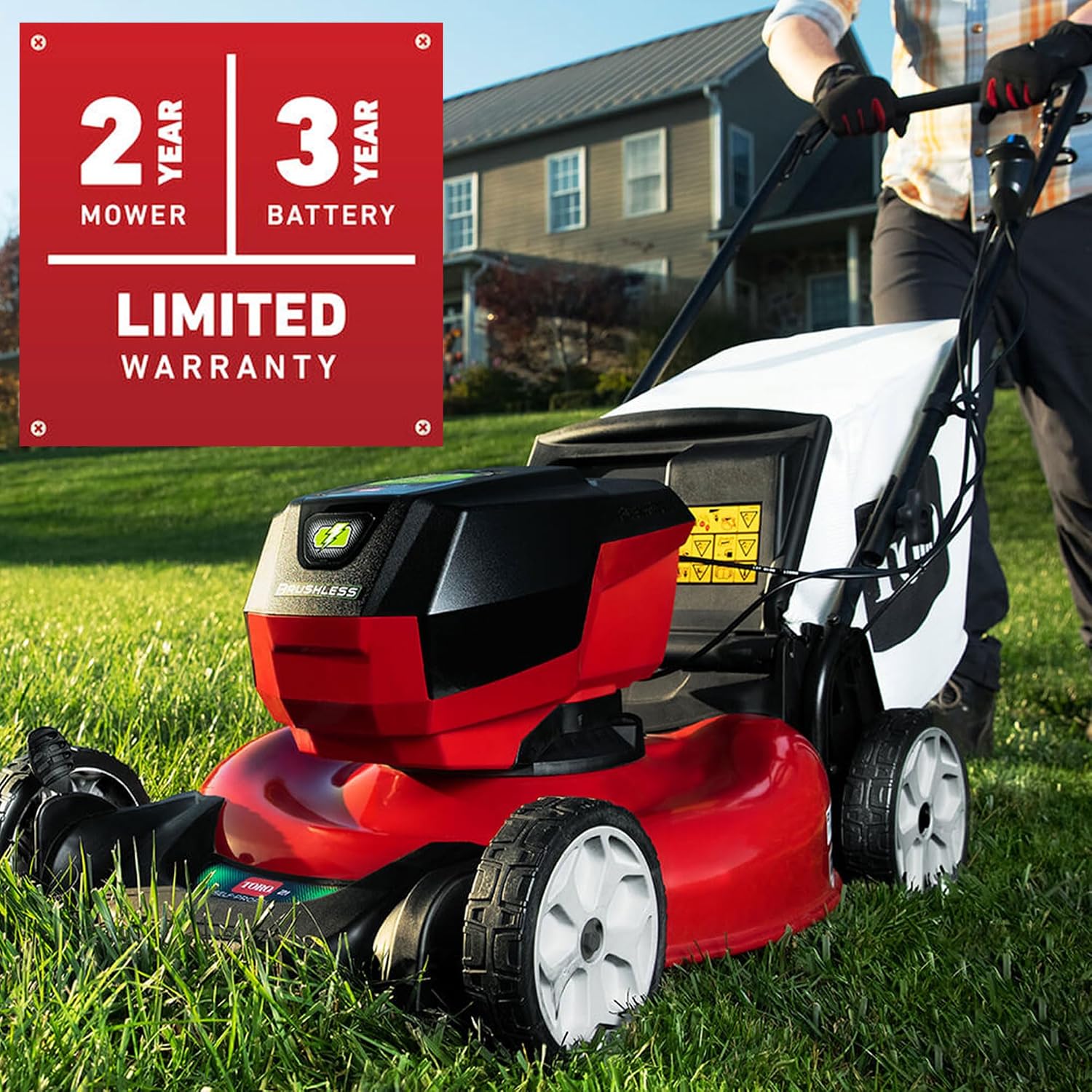 Toro Recycler 21 Inch Deck 60-Volt Max Durable Steel Foldable Lockable Push Lawn Mower with 3-Phase Brushless Motor, Black/Red