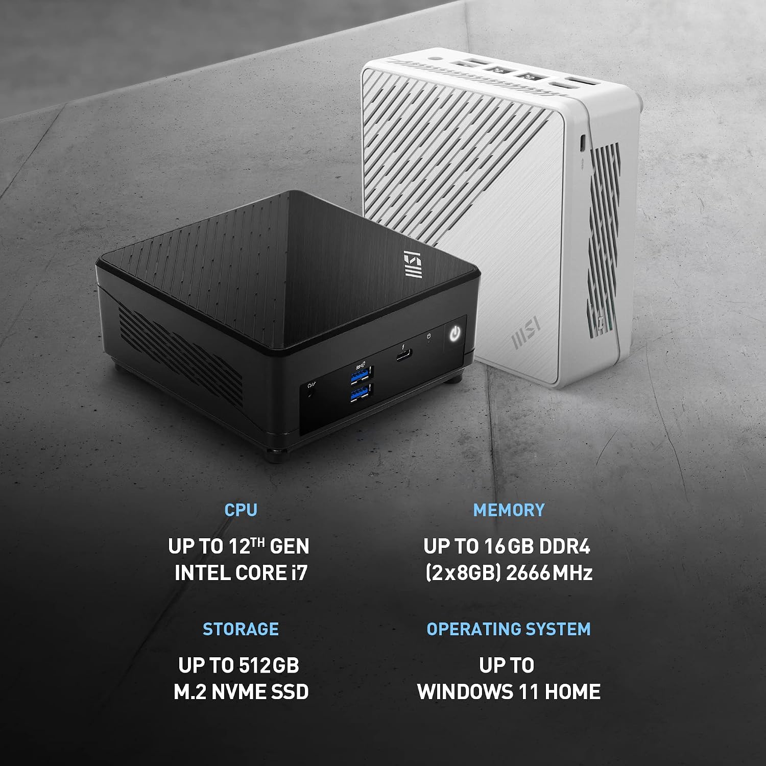 msi Cubi 5 Barebones Mini PC: Intel Core i3-1215U, WiFi 6E, BT 5.2, Thunderbolt Type-C, Dual Display, Energy Efficient, Black: 12M-086BUS