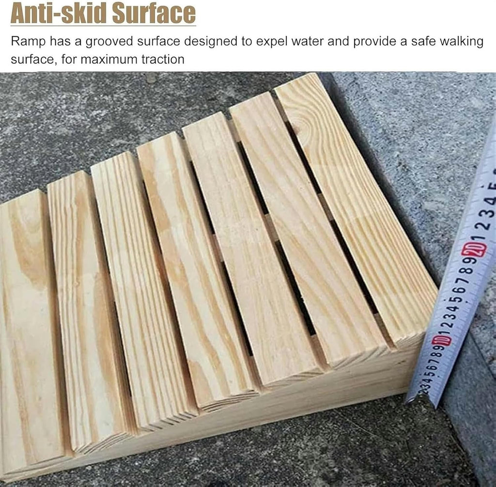 Threshold Ramp, 3 4 5 6 7 8 Inch Rise Wooden Threshold Ramps for Doorways, Non Slip Durable Entry Ramp for Indoor Outdoor Home Step/Sheds Doors