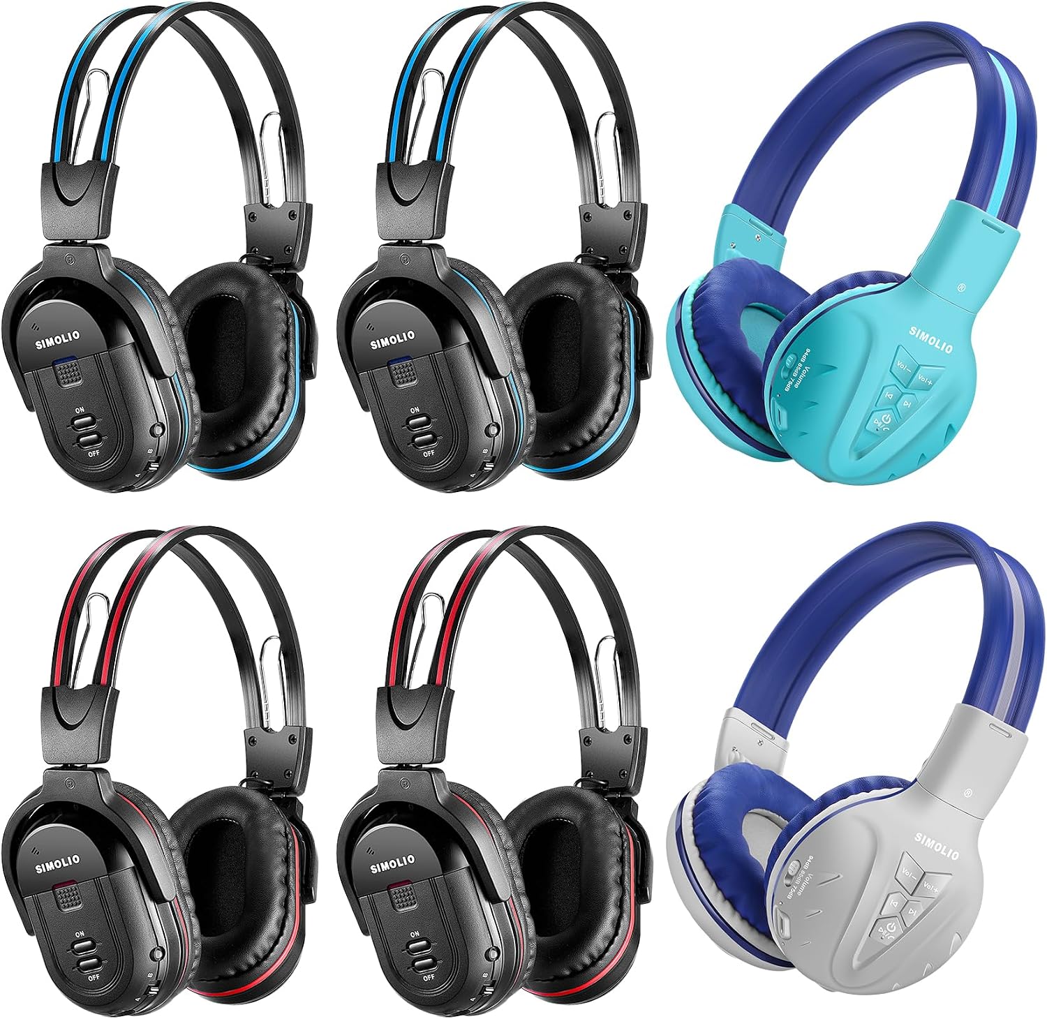 SIMOLIO Wireless Headphones for Car and Bluetooth Headphones for Kids, Infrared Headphones Compatible with Honda Odyssey & uConnect VES & Dodge Grand Caravan & Chevy Suburban 2006-2022