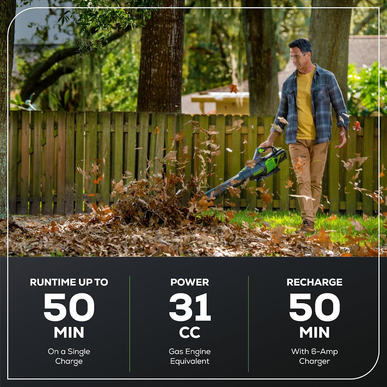 Greenworks 60V 700 CFM Brushless Leaf Blower, 5.0 Ah Battery and Rapid Charger