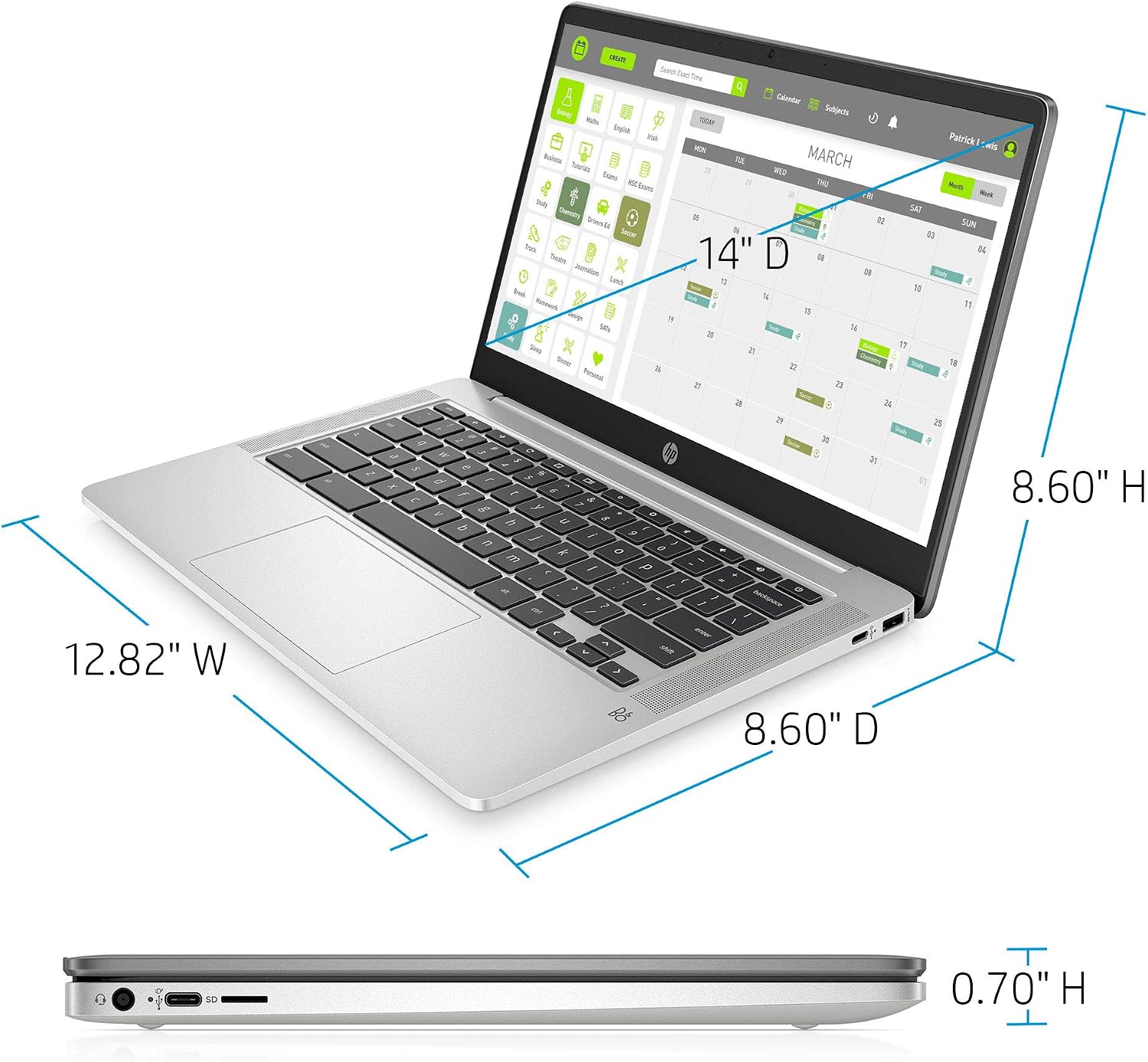 HP Chromebook 14-inch HD Laptop, Intel Celeron N4000, 4 GB RAM, 32 GB eMMC, Chrome (14a-na0010nr, Mineral Silver) (Renewed)