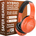 Puro Sound Labs PuroPro Universal Hybrid Active Noise Cancelling Headphones, Volume Limiting, Hi-Res Audio, 32h Playtime, Pc Wireless Headset with Mic, Over Ear Headphone for Travel & Work – Orange