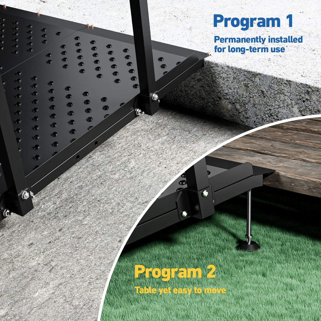 Upgraded Portable Wheelchair Ramp with Handrails and Adjustable Flap, Non-Slip Heavy Duty Handicap Ramp 770lbs Load Capacity, Wheelchair Ramp for Home Steps, Stairs, Doorway, 49.2' L x 35.8'