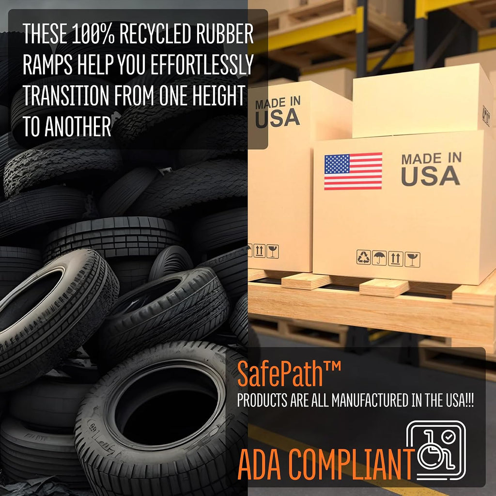 SafePath EZ Edge Rubber Threshold Ramps for Doorways, Scooter and Wheelchair Ramp, Door Entry Ramp, Non Slip Surface Threshold Ramp, ADA Compliant Ramps, Made in USA - 2-1/2' H x 30' D x 46' L