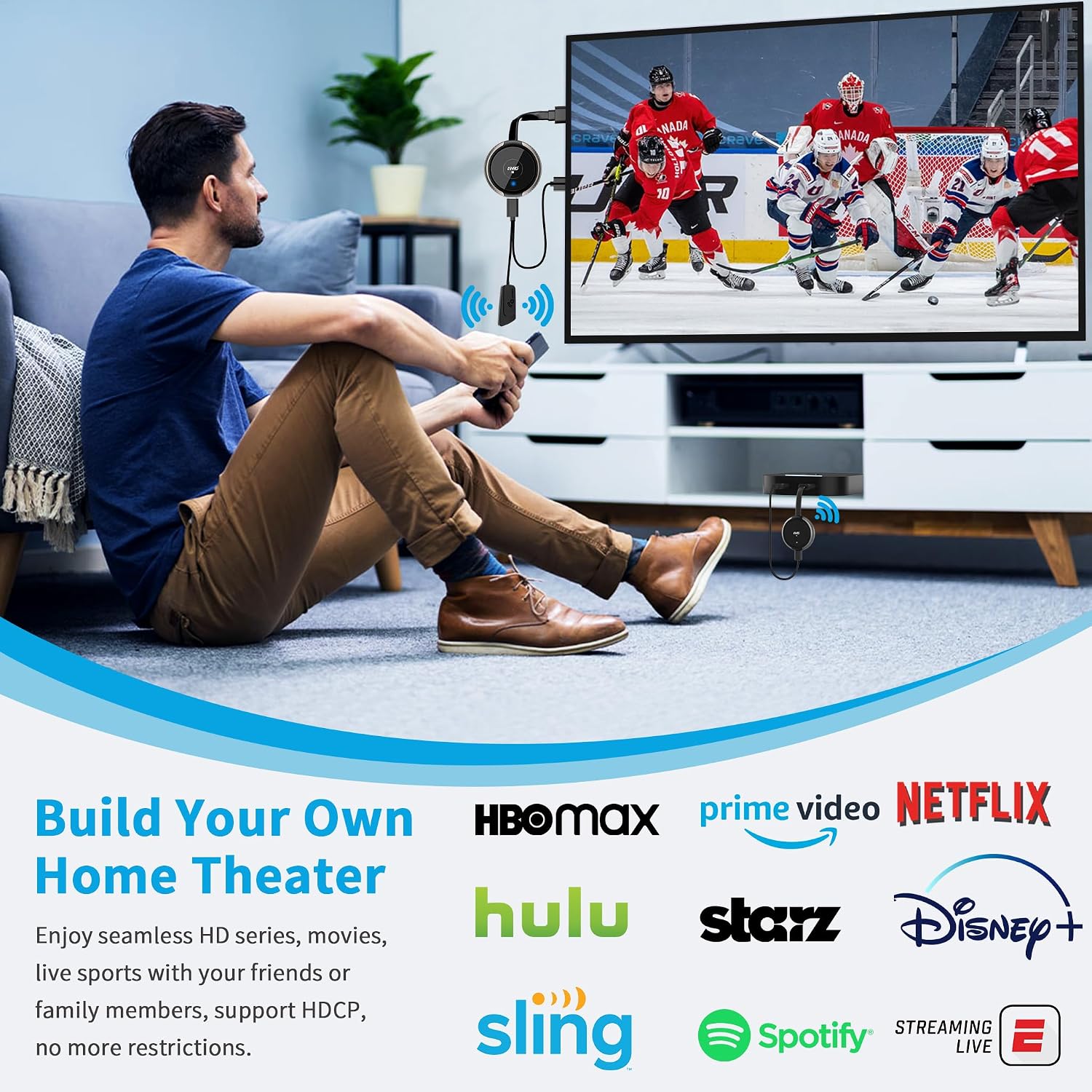 AIMIBO Wireless HDMI Transmitter and Receiver Kit 4K, Casting 2.4/5GHz Stable Video/Audio to Monitor, Projector, HDTV, Wireless HDMI Extender 165FT/50M Long Range for Laptop, PC, Camera, Blu-ray, PS5