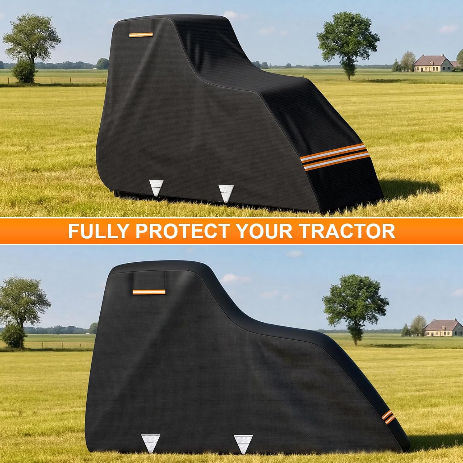 420D Waterproof Tractor Cover, Heavy-Duty All-Weather Protection Tractors Cover for Front Loaders & Backhoes, Compatible with John Deere, Kubota, Mahindra, MF,150' x 75' x 110'