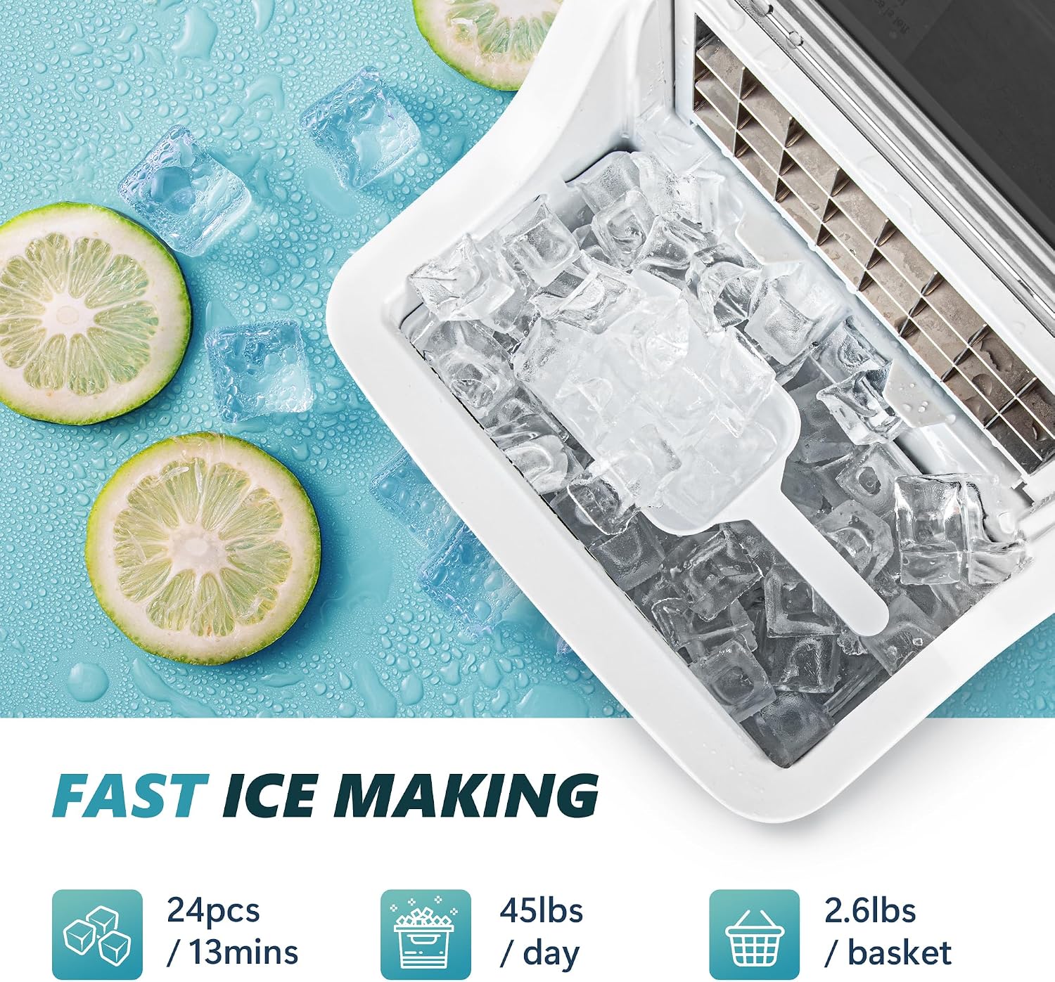 EUHOMY Ice Cube Maker Machine Countertop with 24 Pcs Ready in 13 Mins & Brita Standard Water Filter Replacements, Includes 6 Filters for Pitchers, Lasts Two Months or 40 Gallons