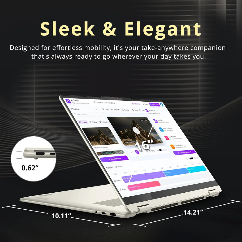 Lenovo Yoga 7 2-in-1 16' 2K Touchscreen Copilot+ PC Laptop, AMD Ryzen AI 7 350, 16GB LPDDR5X, 2.28TB Storage(2TB SSD+288GB Docking Station), Backlit Keyboard, Fingerprint, WiFi 7, Win 11 Pro, Seashell