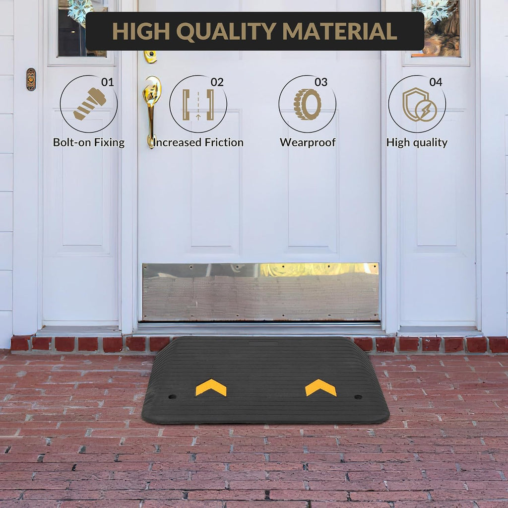 4' Rubber Threshold Ramp, 33000 Lbs Capacity Wheelchair Ramp with Non-Slip Surface, Portable Mobility Ramps for Doorways, Steps, Curbs, Driveways, Scooters & Walkers