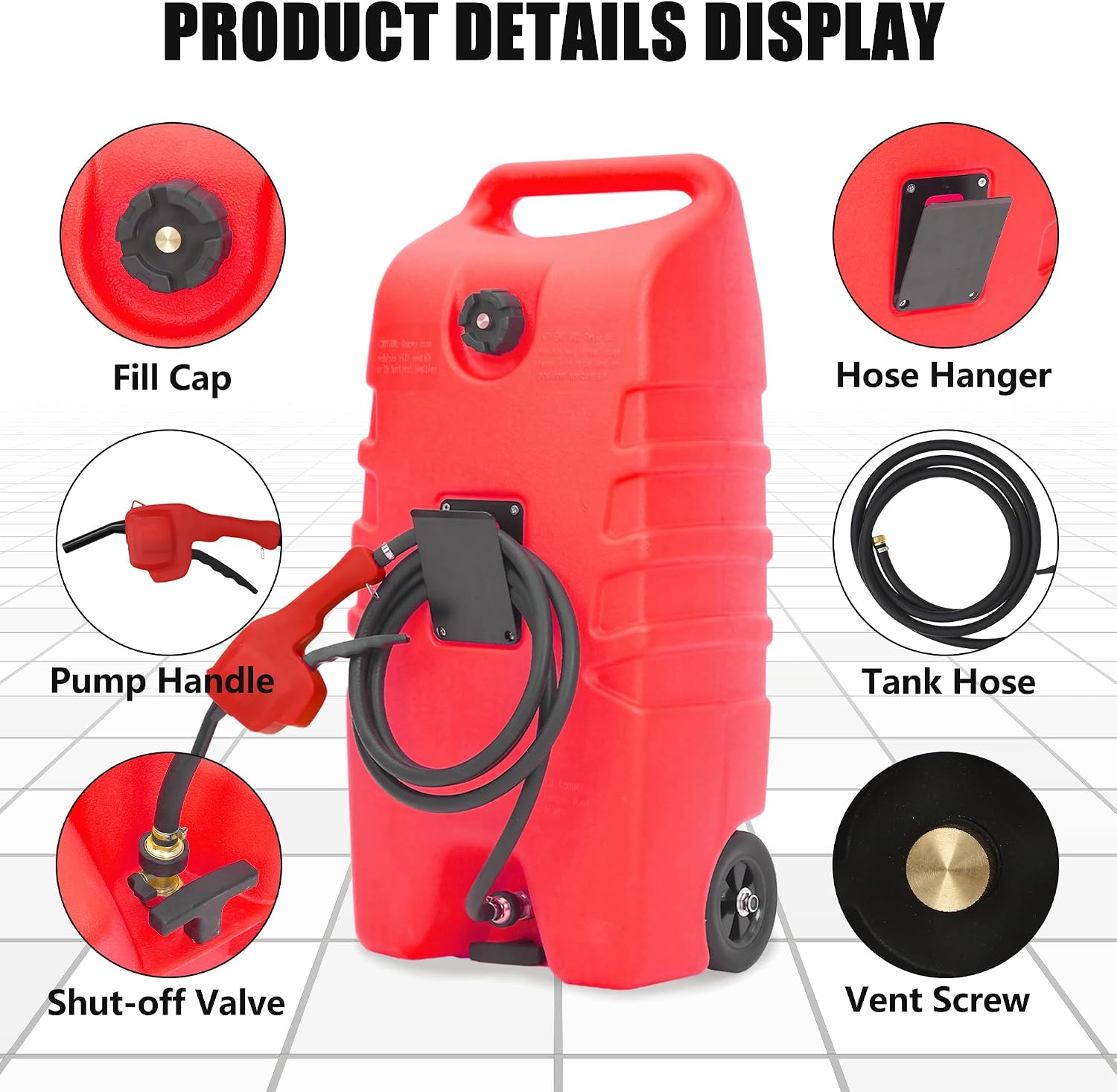 Garvee 14 Gallon Gas Caddy, 57L Portable Fuel Tank and Fuel Transfer Pump with 10-Foot Hose for Lawn Mower, Farm, Marine, and Home Use