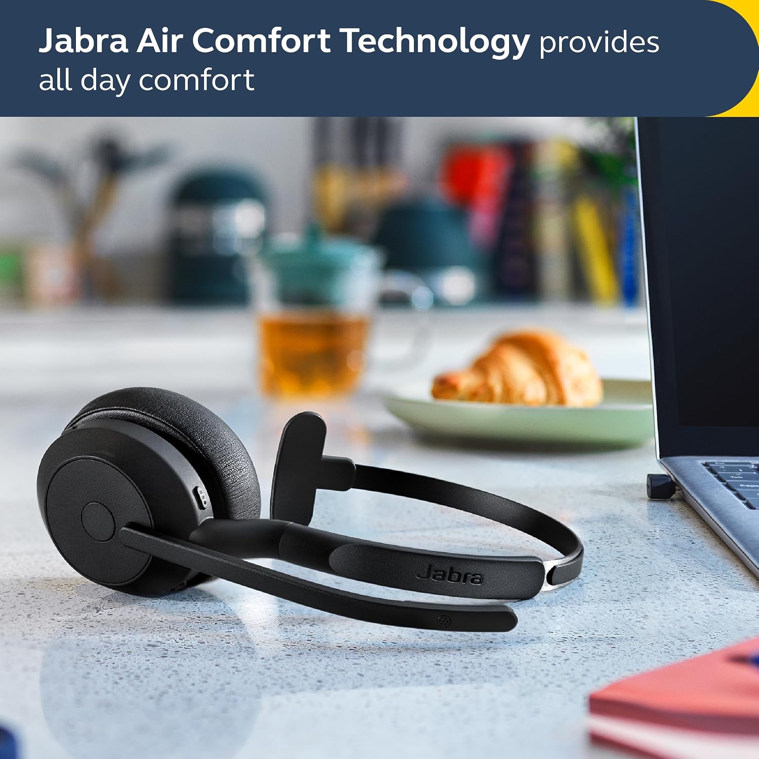 Jabra Evolve2 55 Mono Wireless Headset - Features AirComfort Technology, Noise-Cancelling Mics & Active Noise Cancellation - MS Teams Certified, Works with Other Platforms - Black