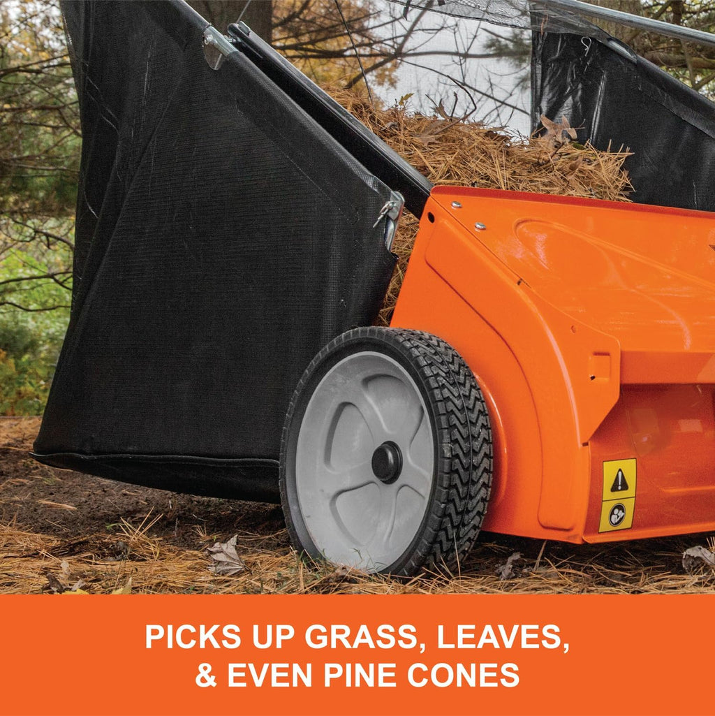 Agri-Fab 45-0492 44' Tow-Behind Lawn Sweeper, 28 cu. ft Hopper Bag Capacity; Leaf & Grass Catcher, with Adjustable Brush Height and Dump From Seat Handle