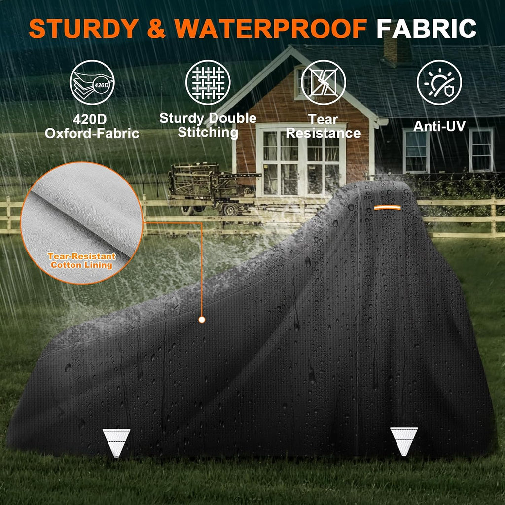 420D Waterproof Tractor Cover, Heavy-Duty All-Weather Protection Tractors Cover for Front Loaders & Backhoes, Compatible with John Deere, Kubota, Mahindra (S)