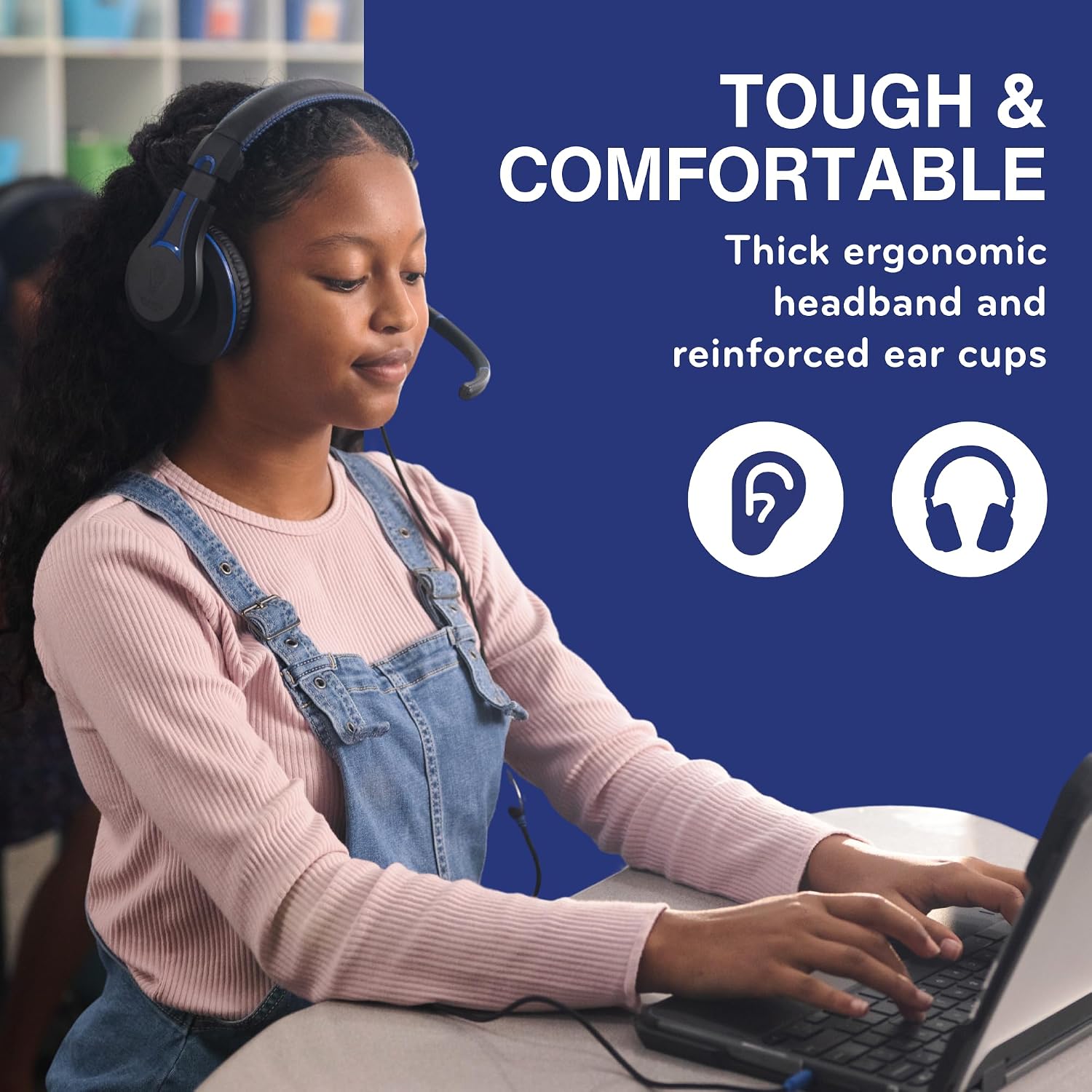 TWT Audio Classroom Headsets with Microphone – Duro TW210 2nd Gen Over Ear Wired Headphones Bulk 20 Pack, Durable, Comfortable 3.5mm Headset with Mic for School, Labs, Testing, Students