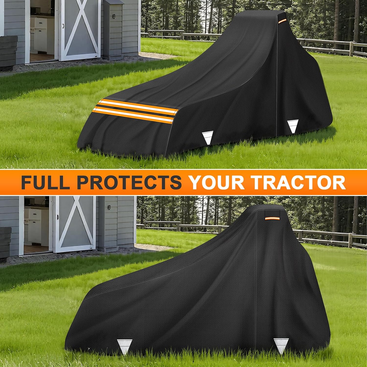 420D Waterproof Tractor Cover, Heavy-Duty All-Weather Protection Tractors Cover for Front Loaders & Backhoes, Compatible with John Deere, Kubota, Mahindra (S)