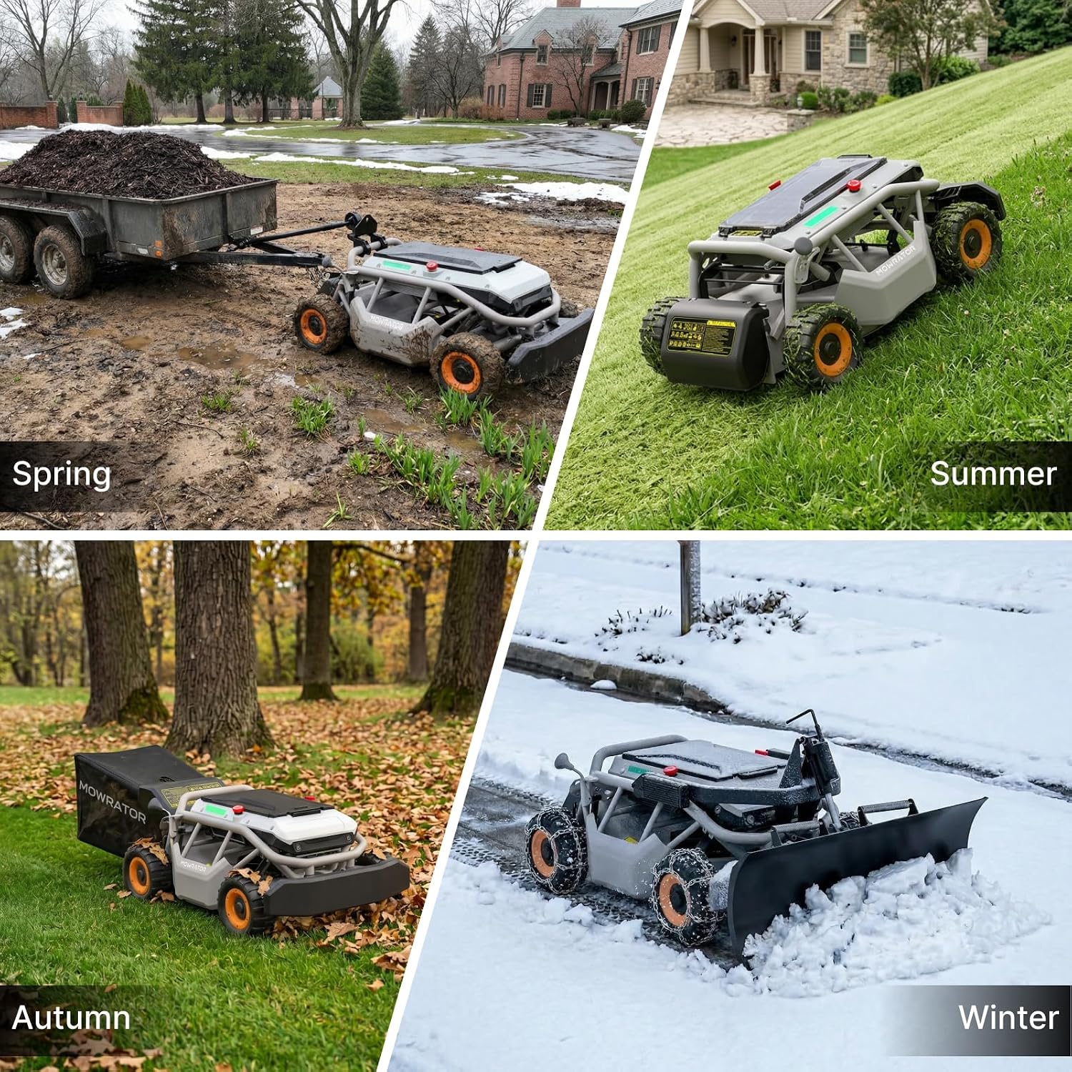 Mowrator S1 4WD 18Ah Remote Control Lawn Mower with Wide Wheels, All-Season Yard Care, 85% (40°) Slope Climbing, with Leaf Shredding Vacuum, 21' Width, 1.5–4.3' Cutting Height, Up to 1.12 Acres