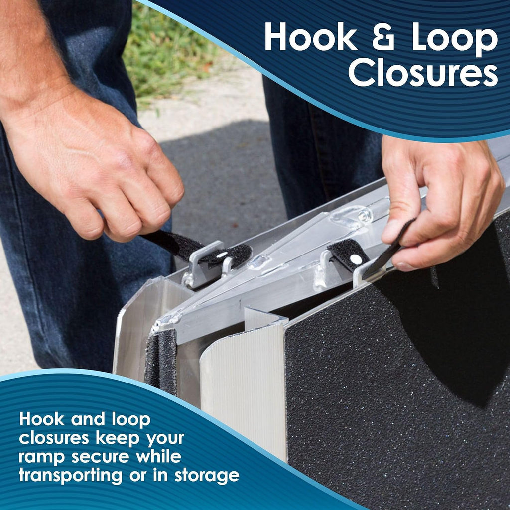 6' Portable Wheelchair Ramp for Home Steps & Entry, 600 lb Capacity, Folding, Non-Slip, for Scooter, Walker, Rollator, Silver Spring