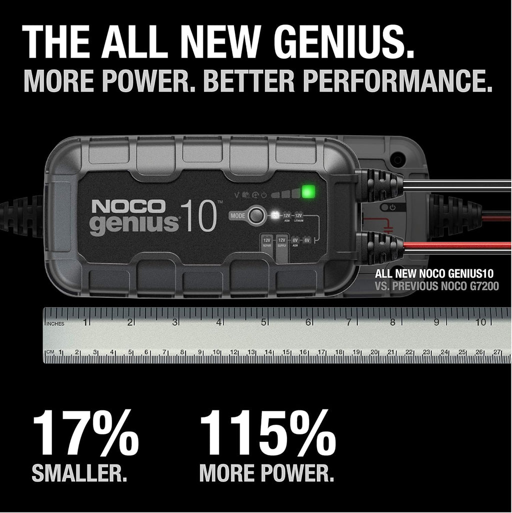 NOCO GENIUS10: 10A 6V/12V Smart Battery Charger – Automatic Maintainer,Trickle Charger&Desulfator with Overcharge Protection&Temperature Compensation – for Lead-Acid-&Lithium Batteries,(Pack of 4)