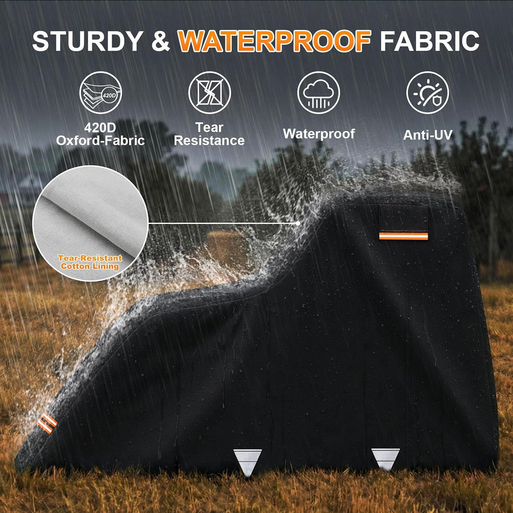 420D Waterproof Tractor Cover, Heavy-Duty All-Weather Protection Tractors Cover for Front Loaders & Backhoes, Compatible with John Deere, Kubota, Mahindra, MF,150' x 75' x 110'