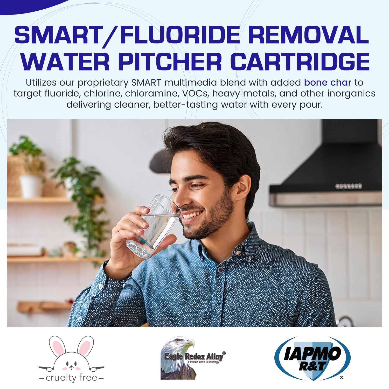 Crystal Quest SMART/Fluoride Removal Water Filter Pitcher Cartridge – Advanced Filtration for Clean, Healthy Water, Removes Contaminants, Long-Lasting, Easy Installation - 1,000 Gallons [Pack of 6]