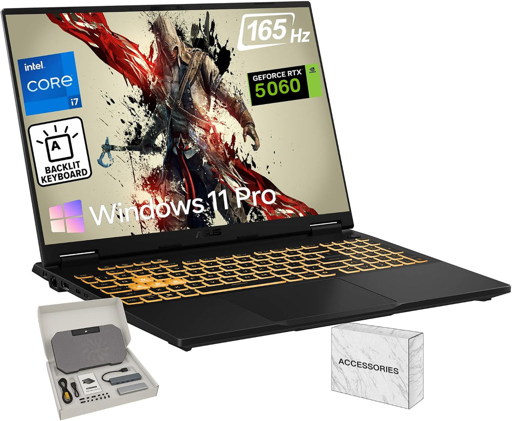 ASUS TUF F16 Gaming Laptop, NVIDIA GeForce RTX 5060, 14 Gen Intel 16-Core i7-14650HX, 16' FHD+ 165Hz Anti-Glare Display, Backlit Keyboard, 64GB DDR5 RAM, 4TB SSD, Win 11 Pro, WiFi 6E, w/Accessories