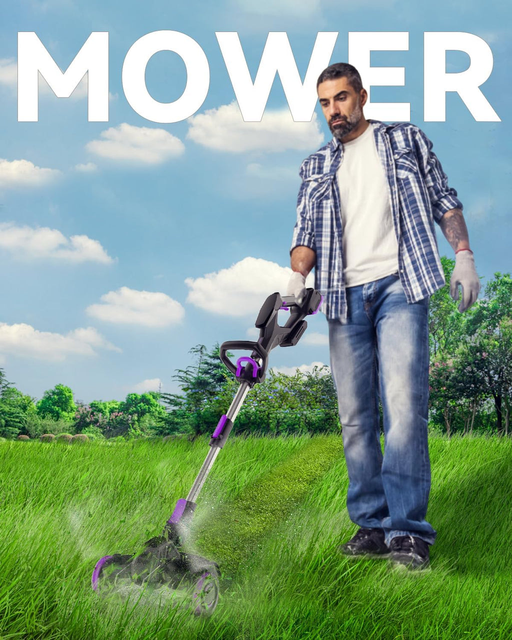 Cordless Weed Wacker, 20V 5.2Ah Battery Powered with Metal Blade, Edger/Mower/Cutter 3 in 1, Runtime 30mins (One Battery and Charger)