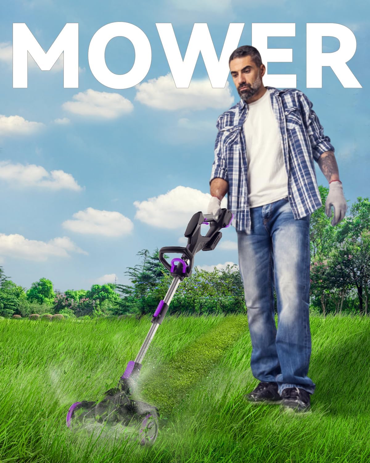 Cordless Weed Wacker, 20V 5.2Ah Battery Powered with Metal Blade, Edger/Mower/Cutter 3 in 1, Runtime 30mins (One Battery and Charger)