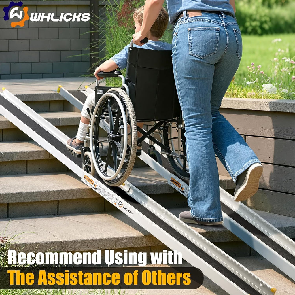 Wheelchair Ramp, Adjustable 3.5-6FT Portable Telescopic Ramps for Home Steps, Threshold, Stairs, Handicap, Doorways,600LBS Capacity with Storage Bag Aluminum Non-Skid(6FT)