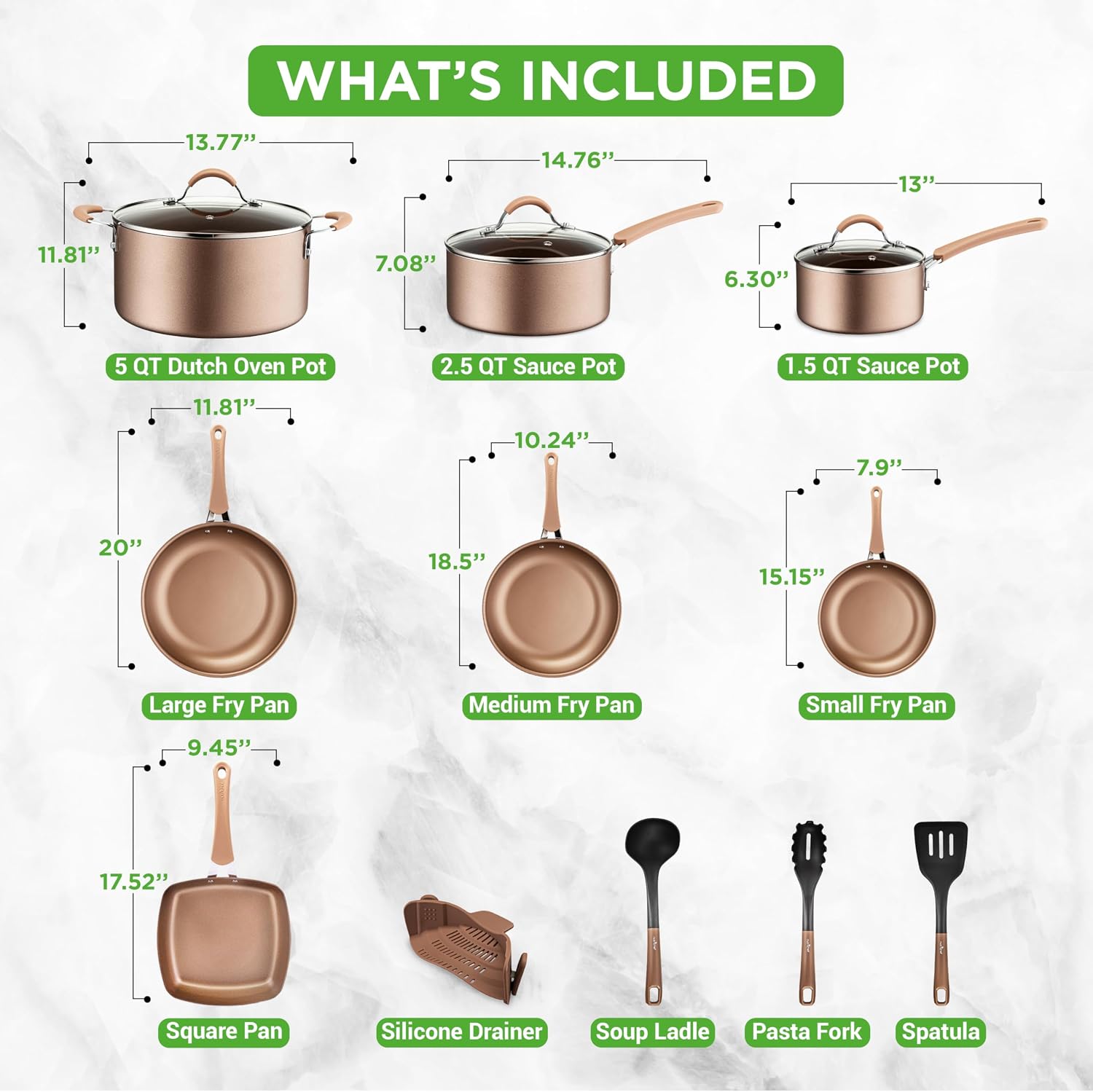 NutriChef 14-Piece Pots and Pans Set Non Stick – Induction Cookware Set, PFAS-Free Nonstick Cookware for All Cooktops, Includes Kitchen Utensils