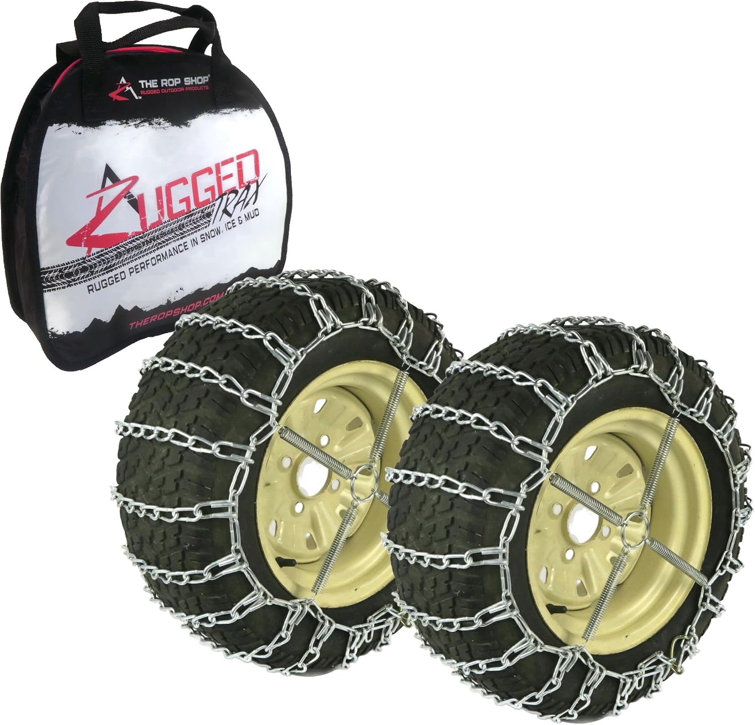The ROP Shop Pair of 2 Link Tire Chains & Tensioners 24x10.5x12 for Snow Blowers, Lawn & Garden Tractors, Mowers & Riders, UTV, ATV, 4-Wheelers, Utility Vehicles