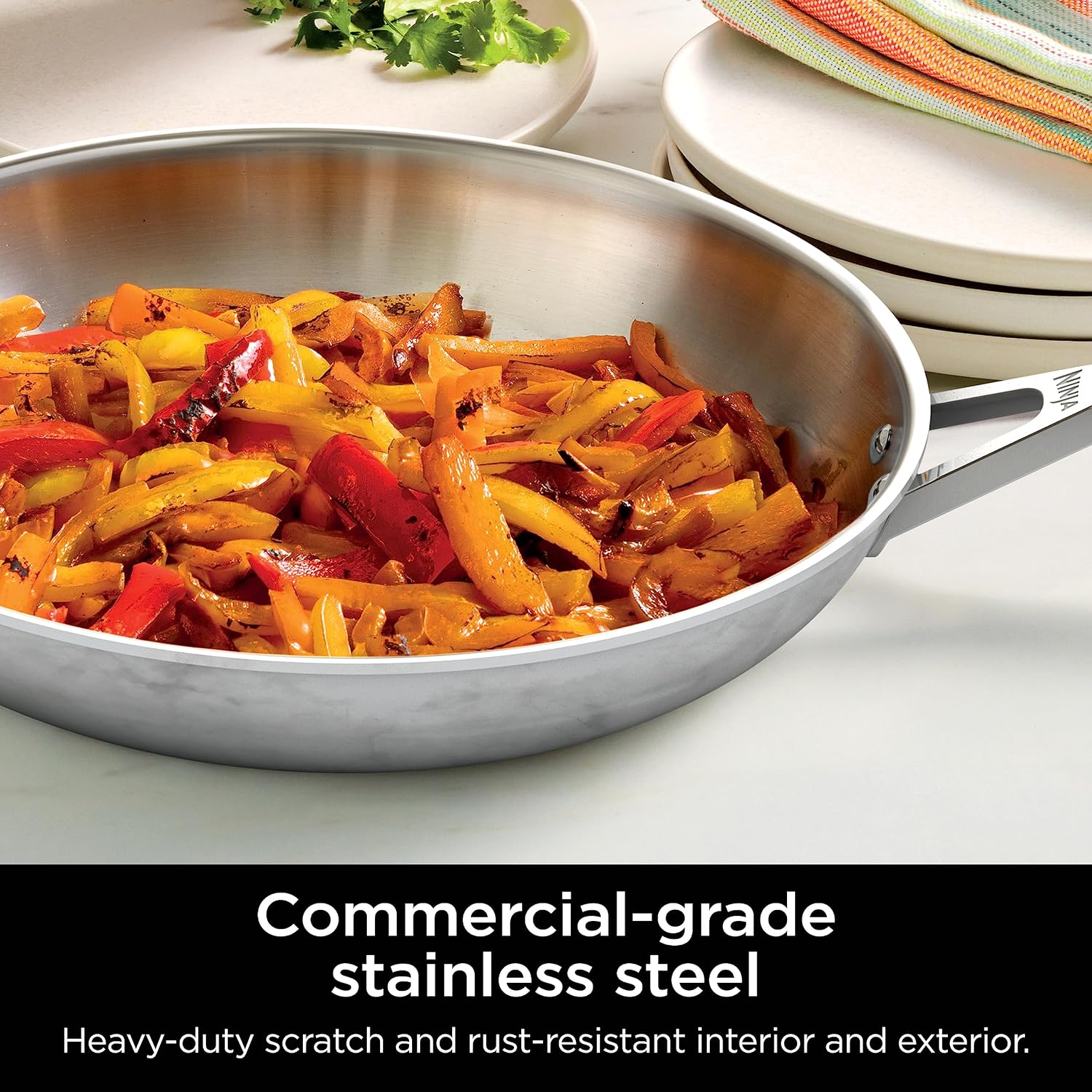 Ninja EverClad Stainless Steel Cookware 12 Piece Pots & Pans Set, All Stovetops & Induction, Oven Safe to 600°F, Tri-Ply Commercial-Grade, C99012