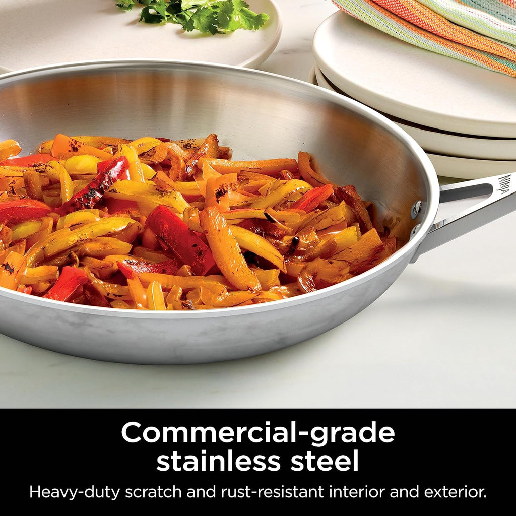 Ninja EverClad Stainless Steel Cookware 7 Piece Pots & Pans Set, Cookware Set, All Stovetops & Induction, Oven Safe to 600°F, Tri-Ply Commercial-Grade, C99007