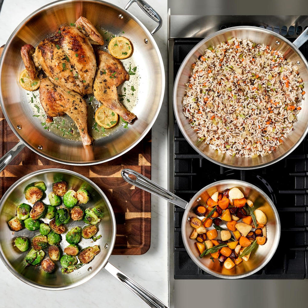 All-Clad D3® Stainless Steel 10 inch Frying Pan Covered- Made in the USA- The Original Bonded Professional Cookware- Oven Safe & Induction Compatible