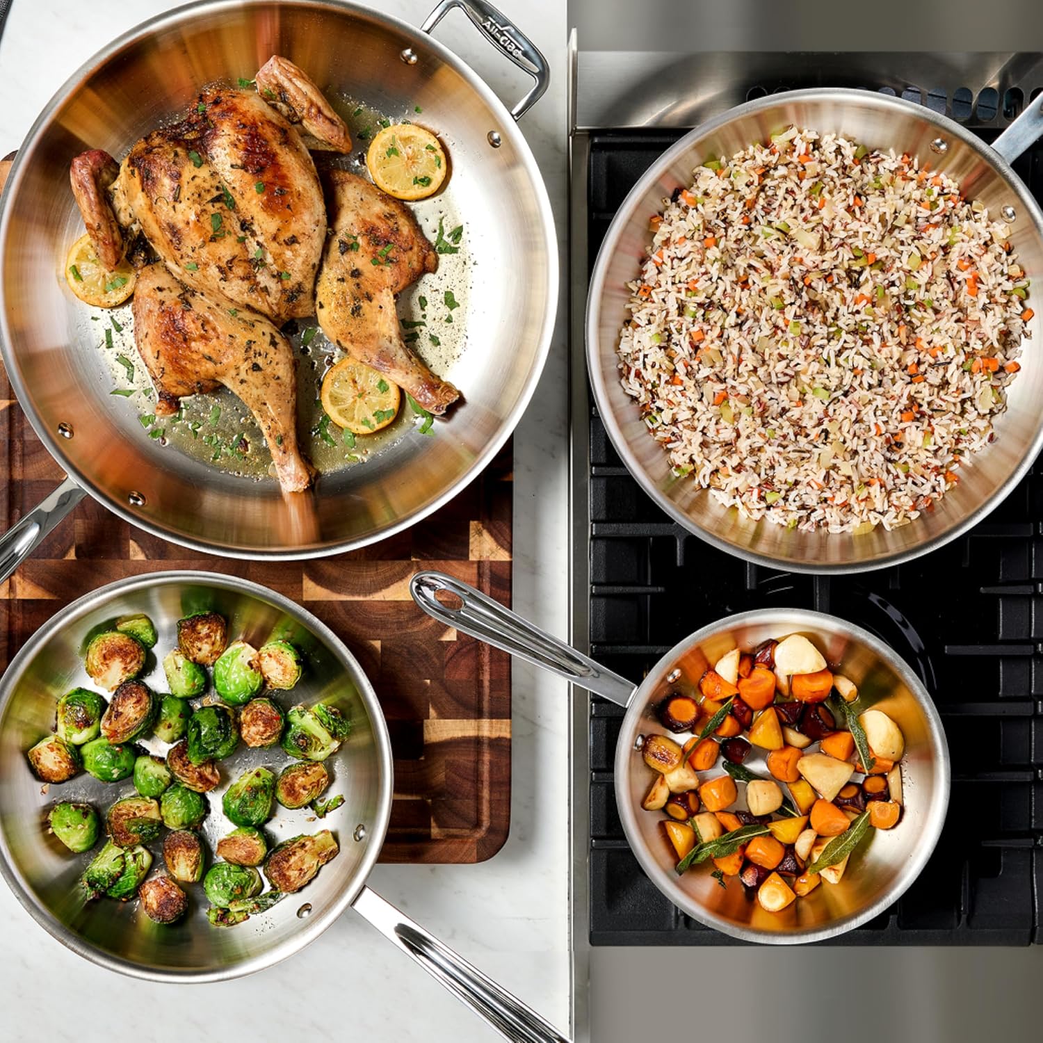 All-Clad D3® Stainless Steel 10 inch Frying Pan Covered- Made in the USA- The Original Bonded Professional Cookware- Oven Safe & Induction Compatible