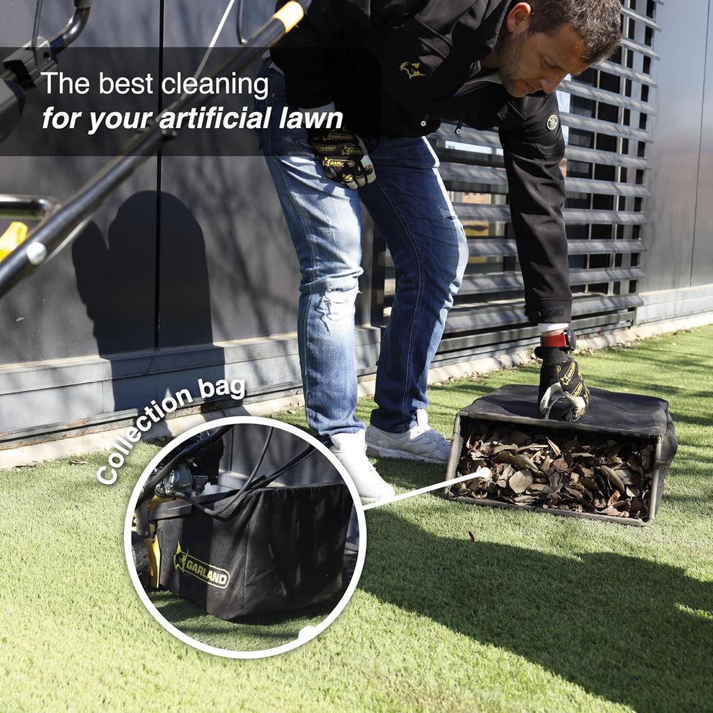 Artificial Turf Sweeper by Roll & Comb, Gas Powered Lawn Rake for Artificial Grass, Heavy-Duty Turf Brush Machine, 45L Collector, 212cc Engine, Model 602QGUS-V25, 84.6lb