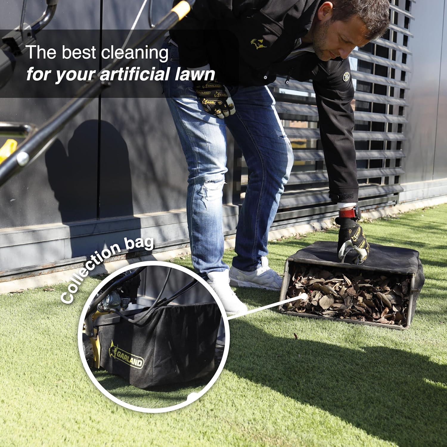 Artificial Turf Sweeper by Roll & Comb, Gas Powered Lawn Rake for Artificial Grass, Heavy-Duty Turf Brush Machine, 45L Collector, 212cc Engine, Model 602QGUS-V25, 84.6lb