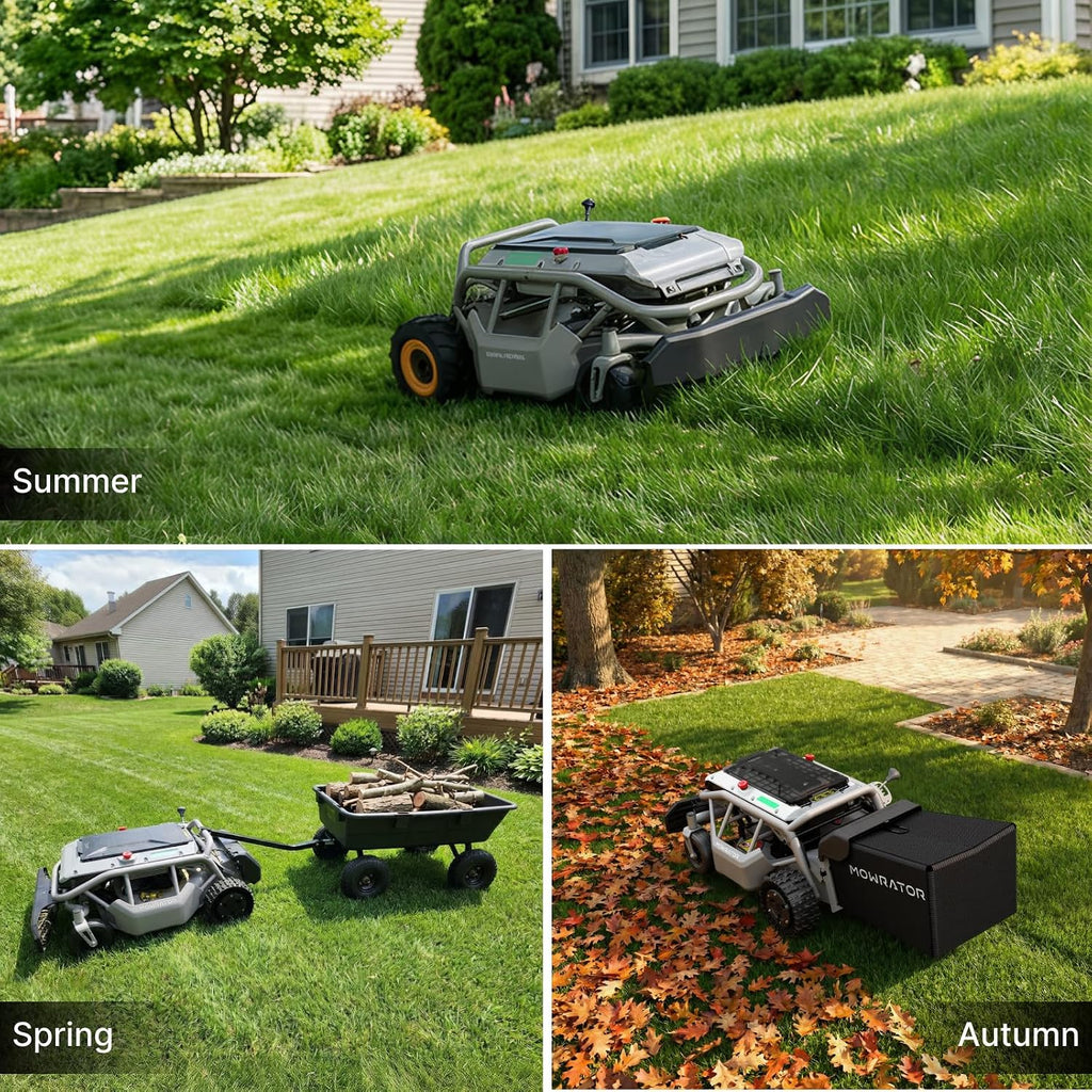 Mowrator S1 2WD 18Ah Remote Control Lawn Mower, 45% (24°) Slope, Spring to Fall Yard Care, with Leaf Shredding Vacuum, 21' Width, 1.8–4.6' Cutting Height, Up to 1.12 Acres