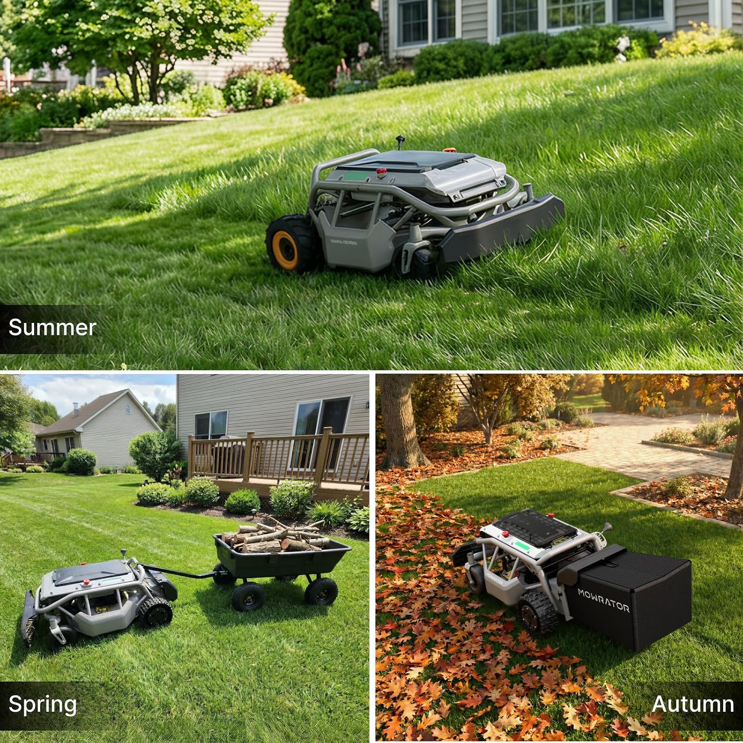 Mowrator S1 2WD 18Ah Remote Control Lawn Mower, 45% (24°) Slope, Spring to Fall Yard Care, with Leaf Shredding Vacuum, 21' Width, 1.8–4.6' Cutting Height, Up to 1.12 Acres