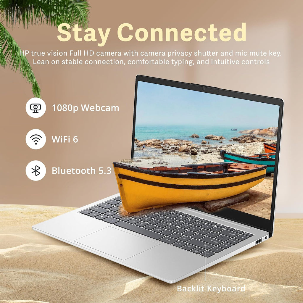 HP 14' FHD IPS Business Laptop, Intel N200 Processor, 4GB RAM, 128GB SSD, Intel UHD Graphics, Backlit Keyboard, Wi-Fi 6, Webcam, Windows 11 S, Silver (Renewed)